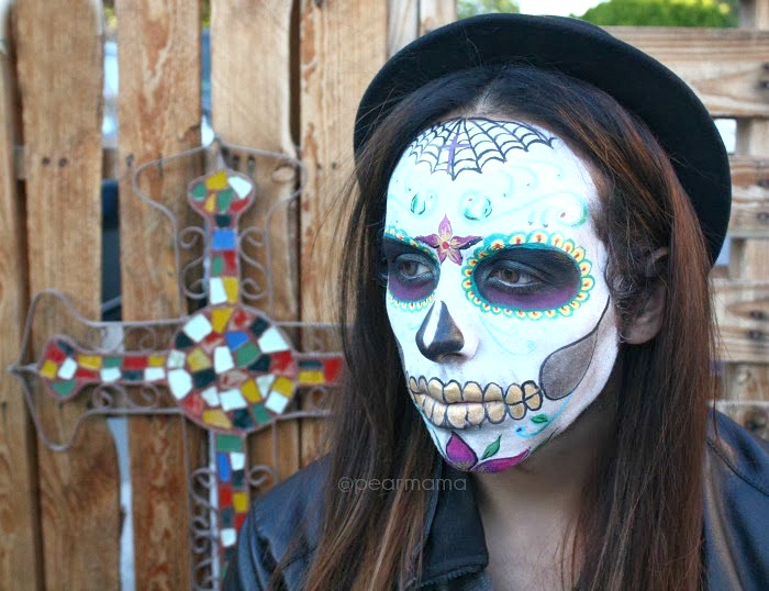 We celebrate Dia de los Muertos by painting our face like calaveras and heading to the Day of the Dead festivities with our family in downtown Riverside.